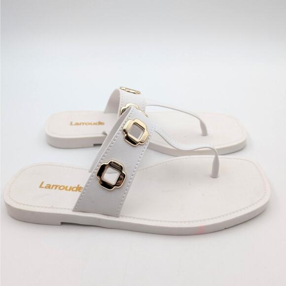 Larroude Milan Jelly Thong Sandal Lightweight Women's White Size US8/9 EU39/40 - Picture 4 of 10